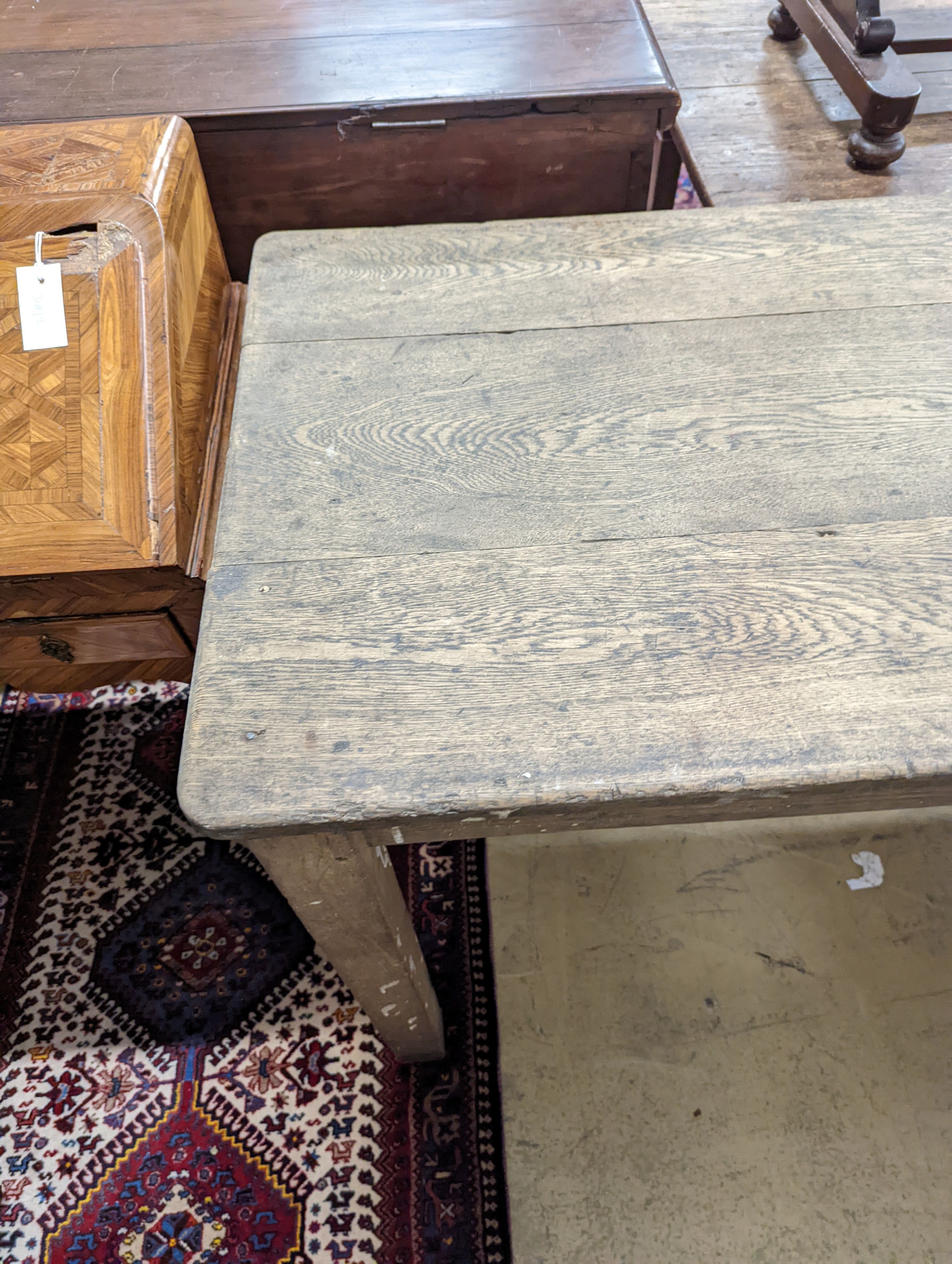 An oak Farmhouse Table. W-153cm, D-68cm, H-77cm.